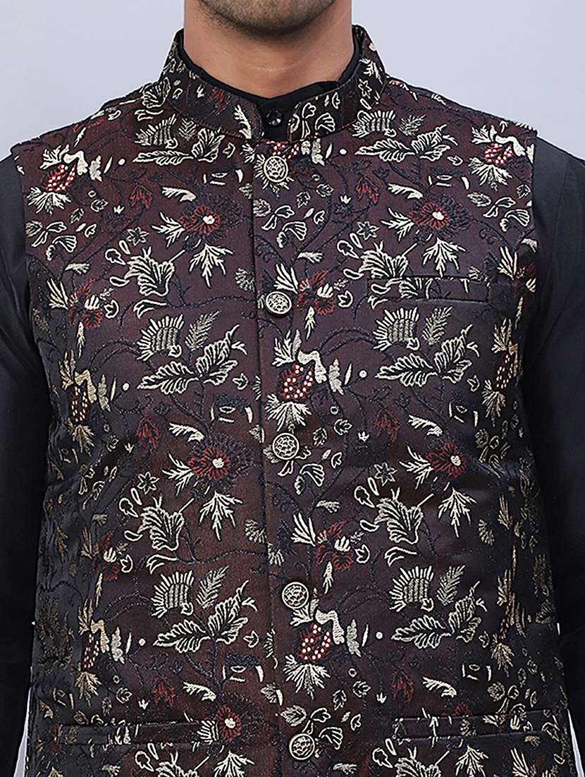 men mandarin neck embroidered nehru jacket - 21506983 -  Standard Image - 4