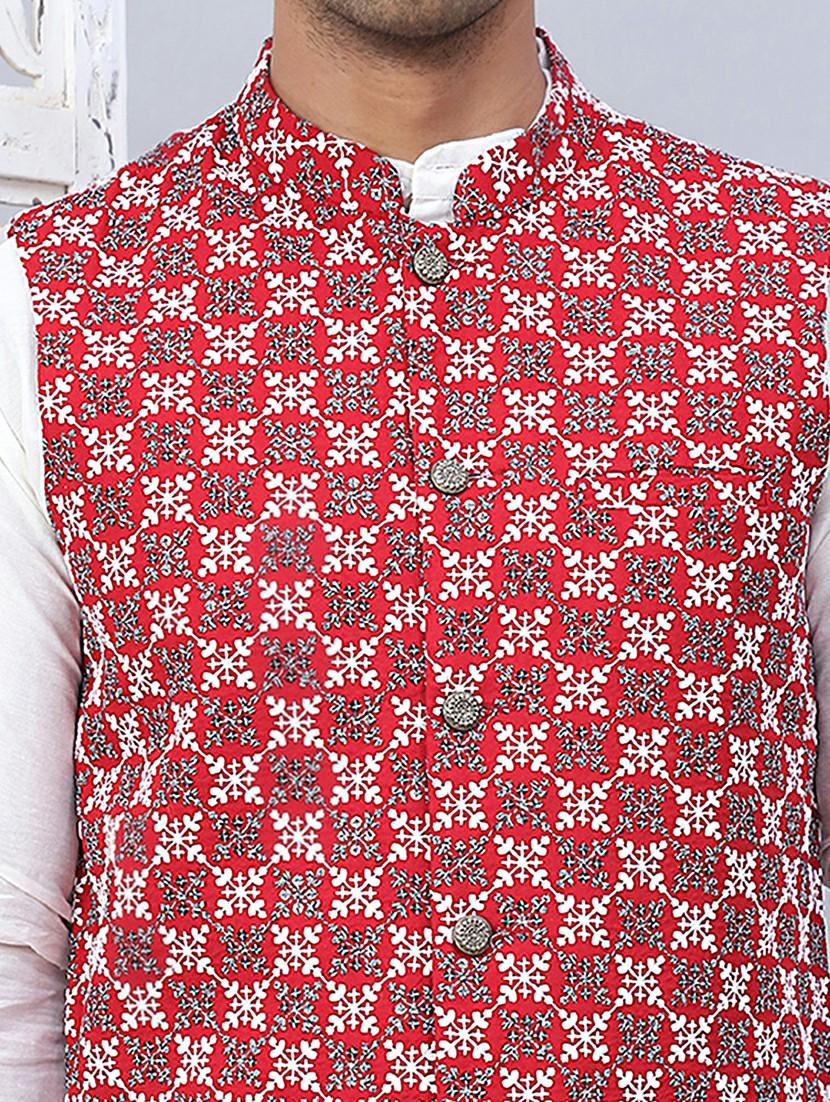 men mandarin neck printed nehru jacket - 21506984 - Standard Image - 4