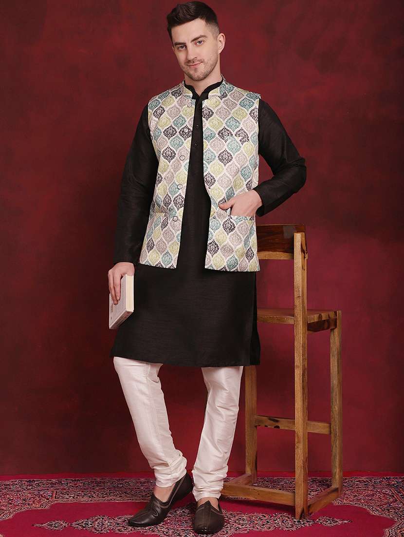 men mandarin neck printed nehru jacket - 21506995 -  Standard Image - 4