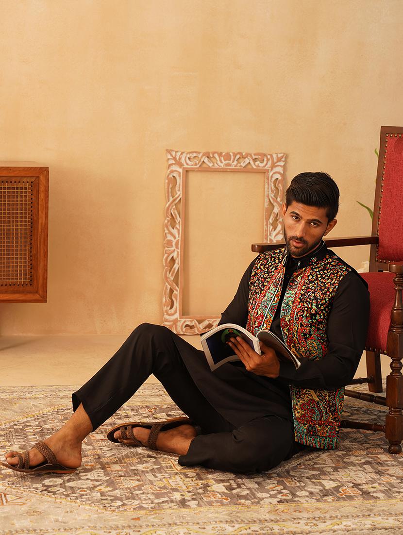 men mandarin neck printed nehru jacket - 21507032 - Standard Image - 4