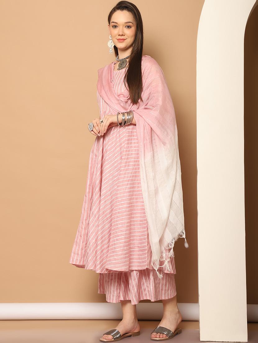 women pink self design suit set - 21507039 -  Standard Image - 1