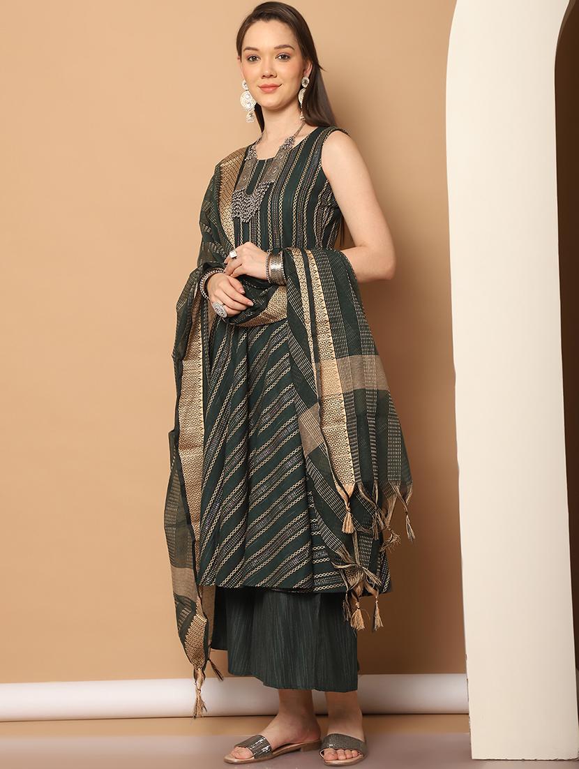 women self design sleeveless kurta palazzo with dupatta set - 21507042 -  Standard Image - 1