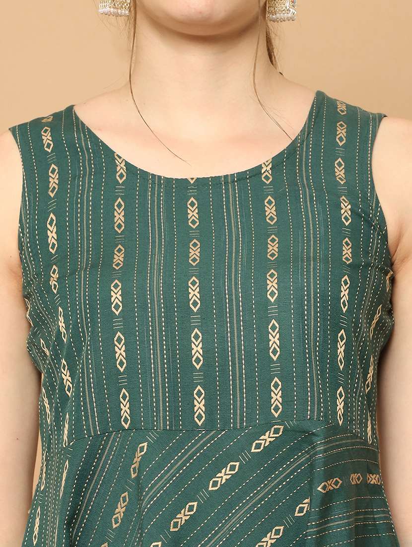 women teal sleeveless kurta palazzo with dupatta set - 21507081 - Standard Image - 4