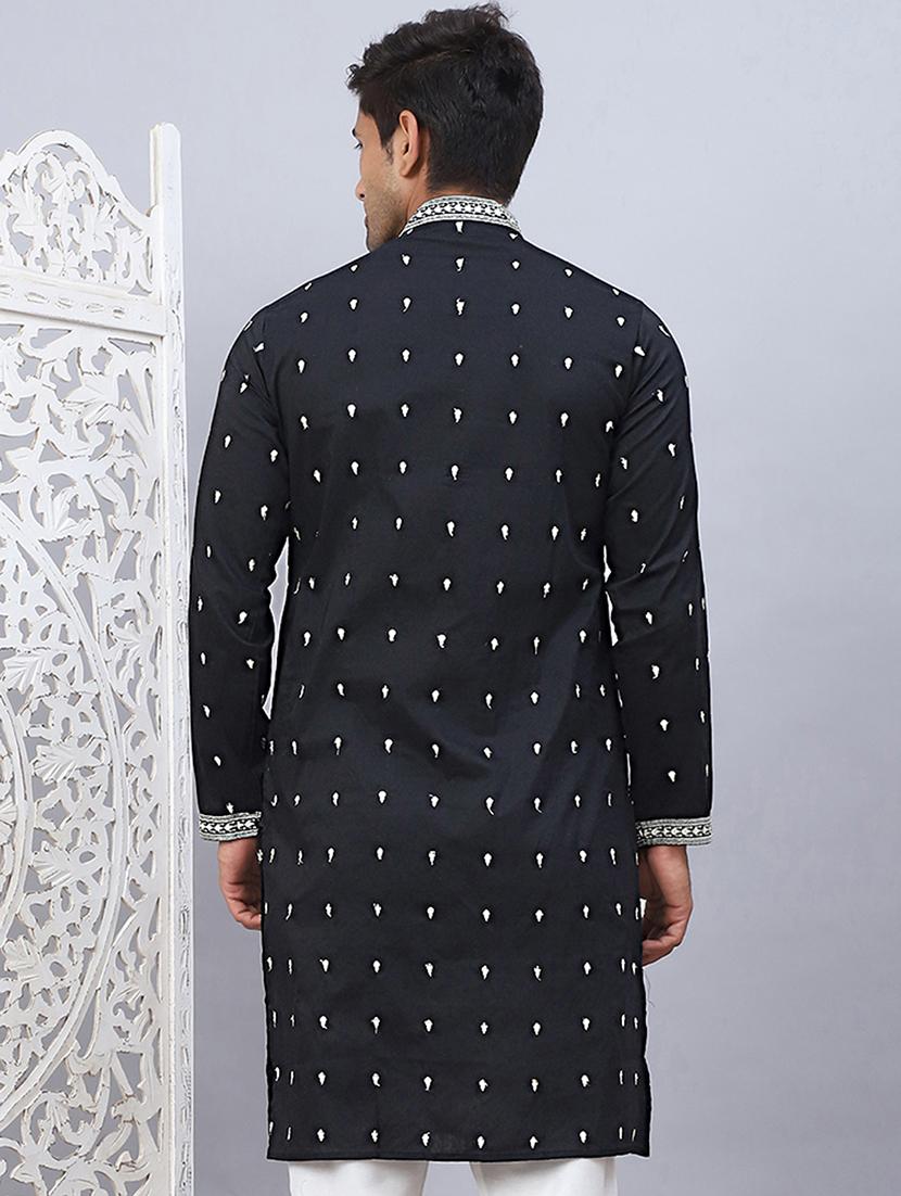 men mandarin neck embroidered long kurta - 21507179 - Standard Image - 4