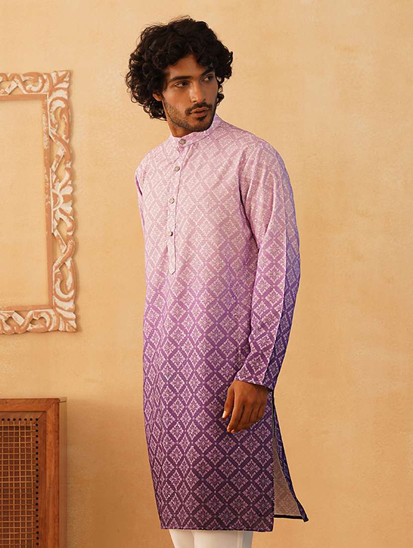 men mandarin neck embroidered long kurta - 21507196 -  Standard Image - 1