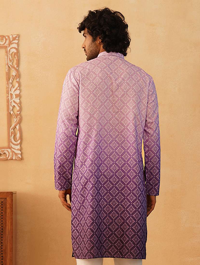 men mandarin neck embroidered long kurta - 21507196 -  Standard Image - 4