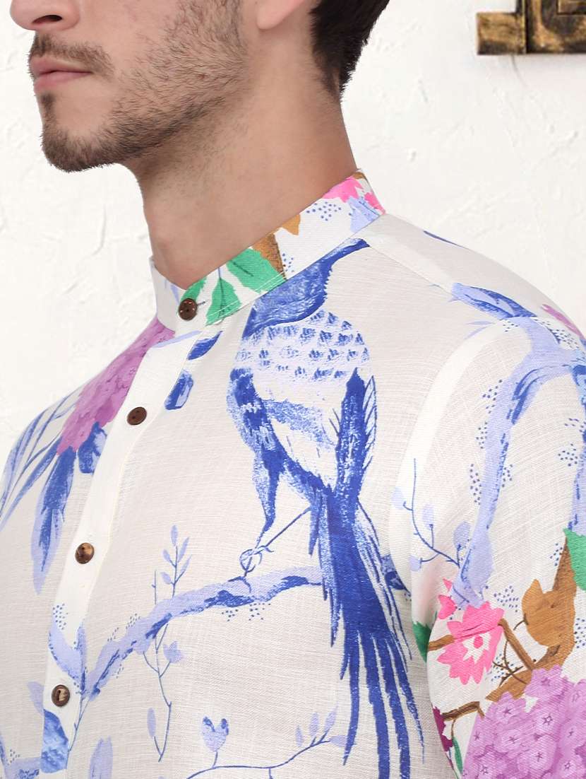 men mandarin neck printed long kurta - 21507206 -  Standard Image - 4