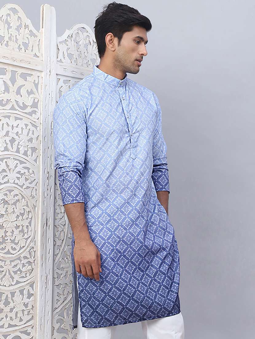 men mandarin neck embroidered long kurta - 21507215 -  Standard Image - 1