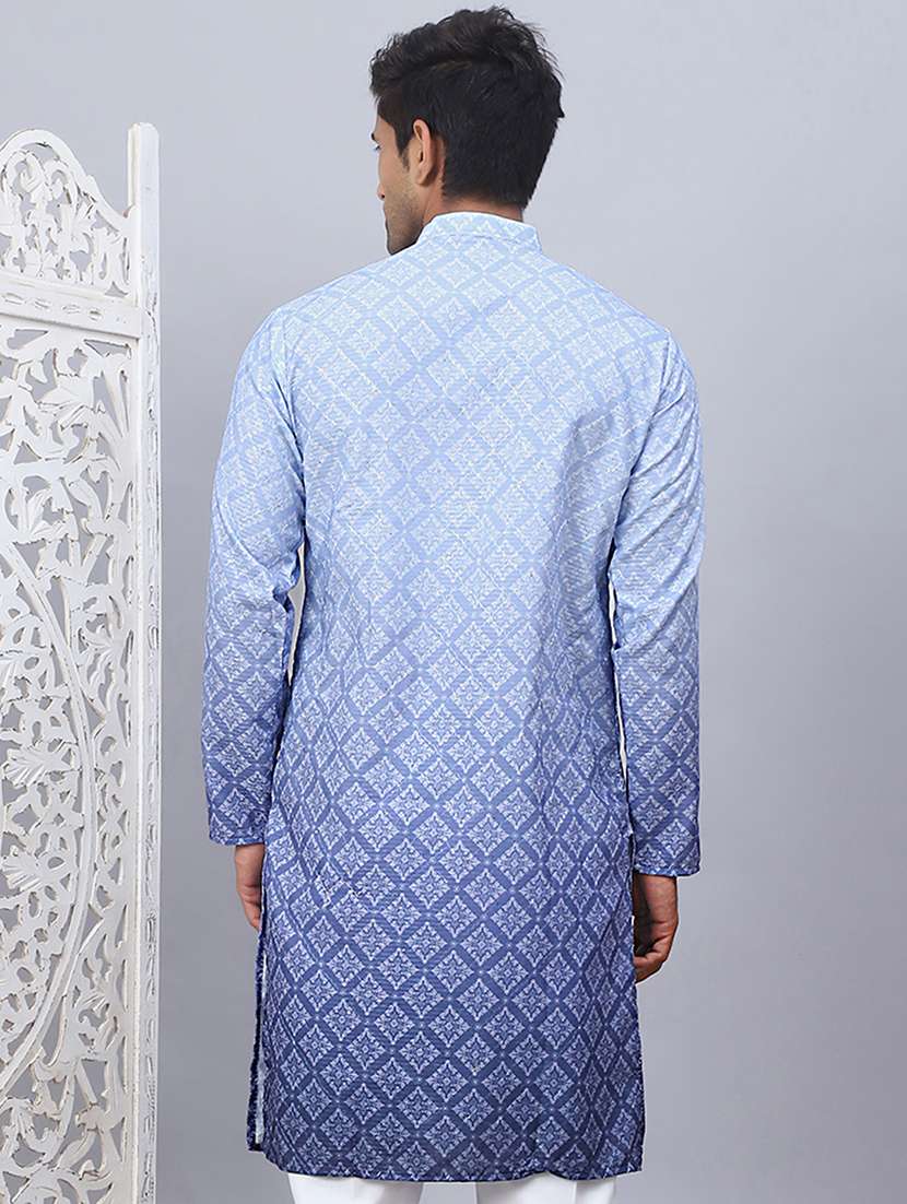 men mandarin neck embroidered long kurta - 21507215 -  Standard Image - 4