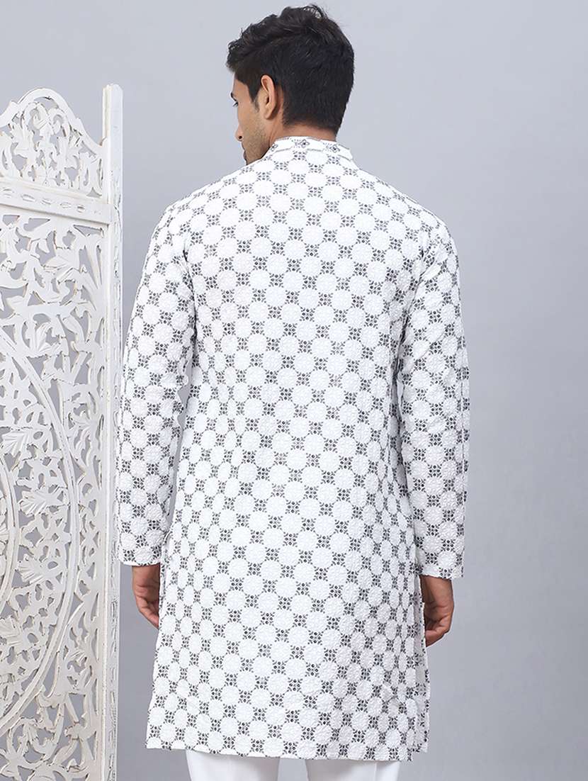 men mandarin neck printed long kurta - 21507221 -  Standard Image - 4