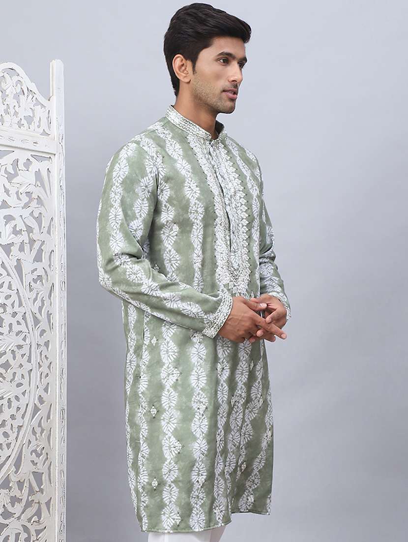 men mandarin neck embroidered long kurta - 21507222 -  Standard Image - 1