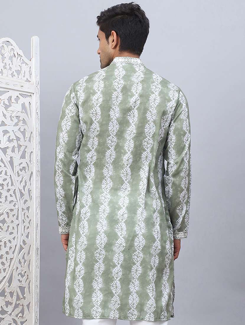 men mandarin neck embroidered long kurta - 21507222 -  Standard Image - 4