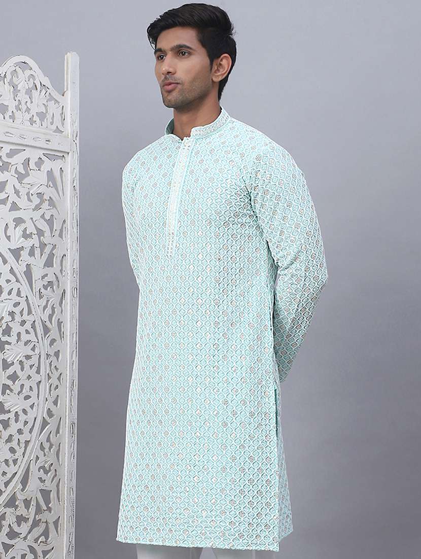 men mandarin neck embroidered long kurta - 21507227 -  Standard Image - 1