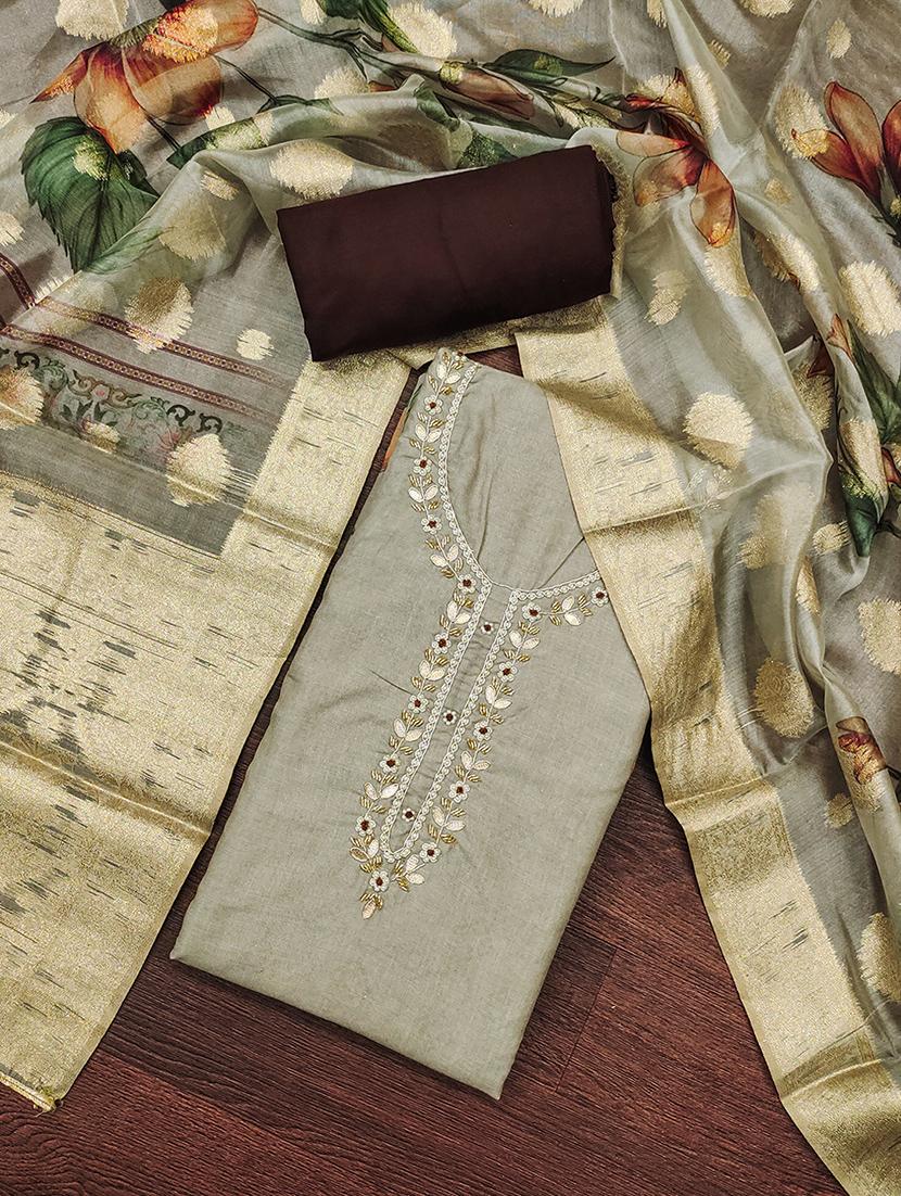 women embellished unstitched suit - 21507278 - Standard Image - 1