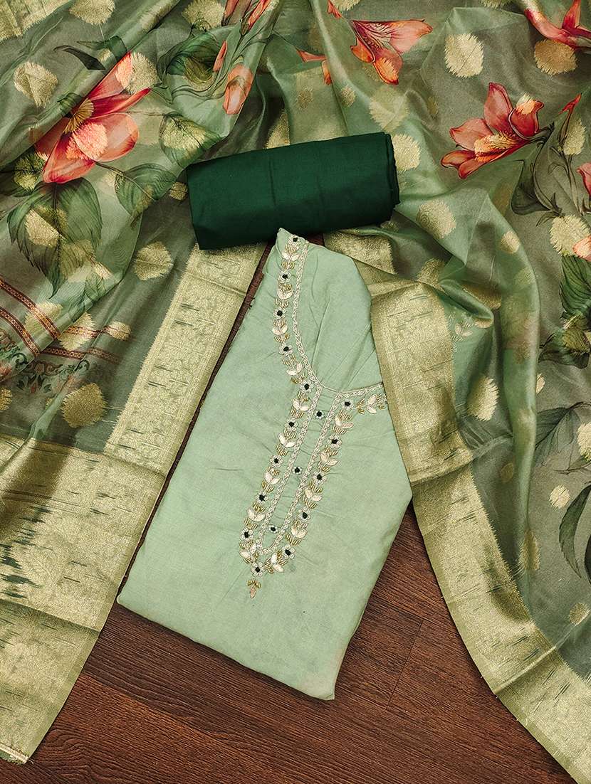 women green salwar suit unstitched suit - 21507279 -  Standard Image - 1
