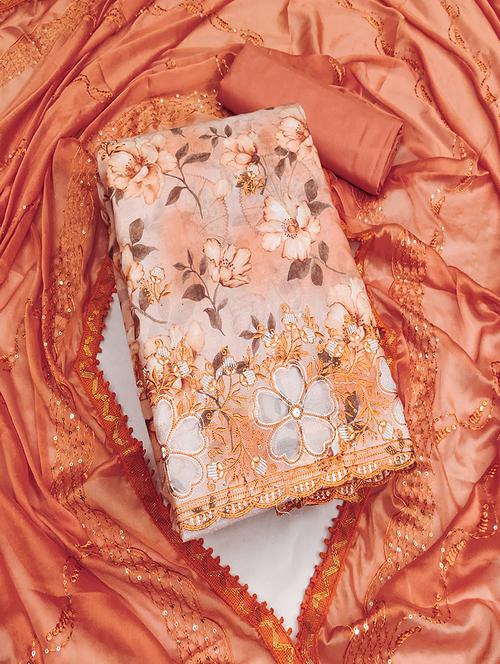 women orange salwar suit unstitched suit - 21507296 - Standard Image - 0