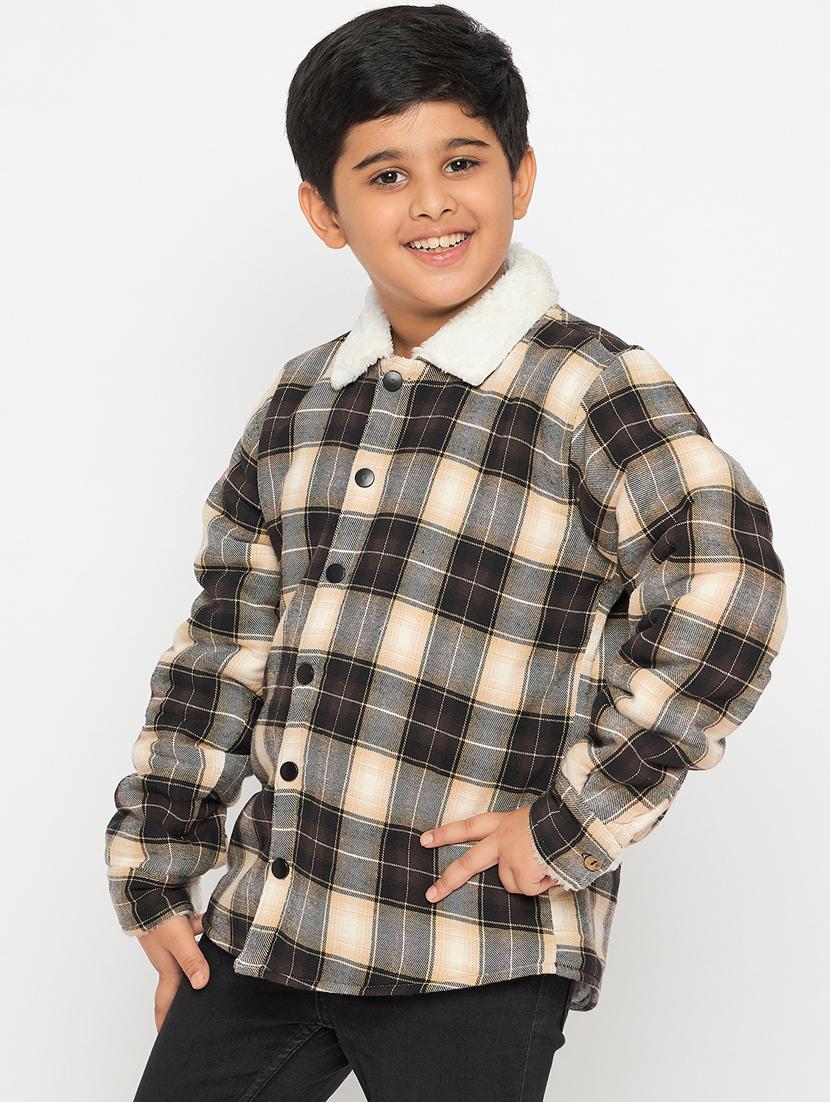 boys long sleeved checkered shacket - 21507406 - Standard Image - 1