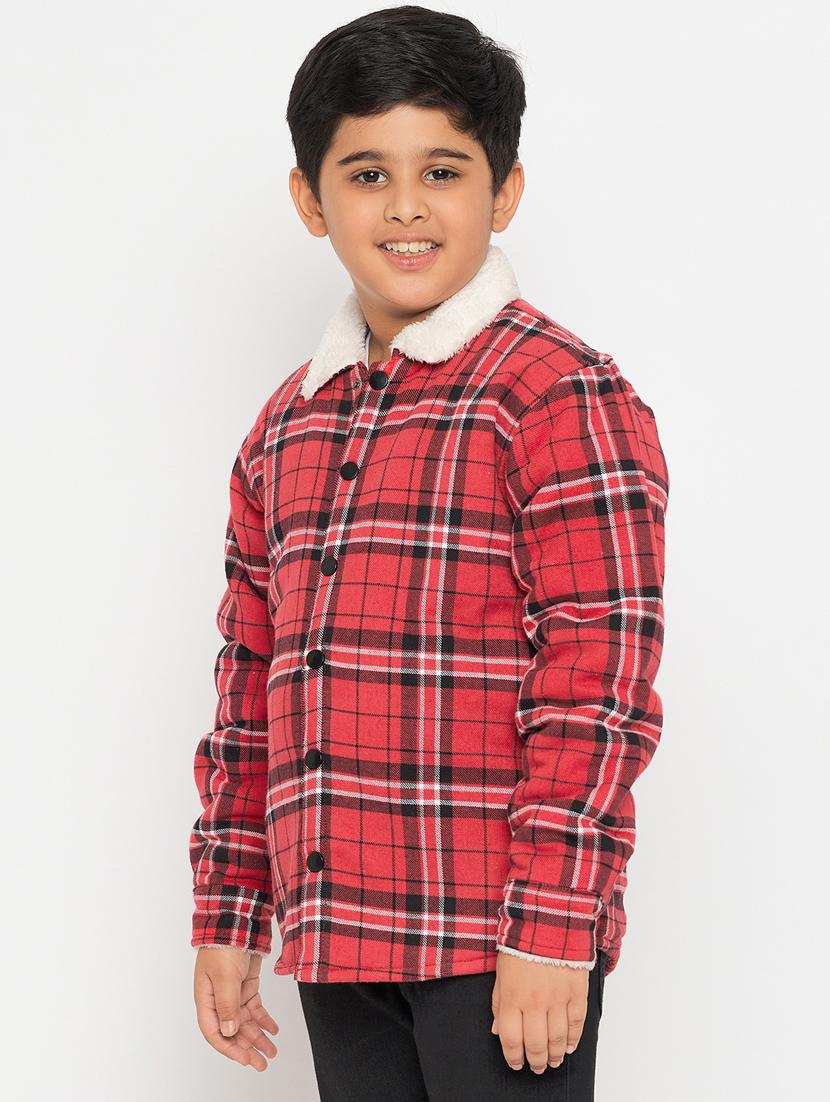 boys long sleeved checkered shacket - 21507407 - Standard Image - 1