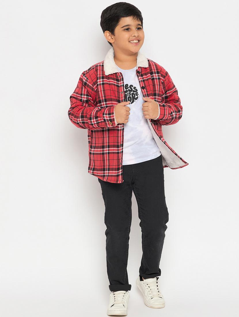 boys long sleeved checkered shacket - 21507407 - Standard Image - 4