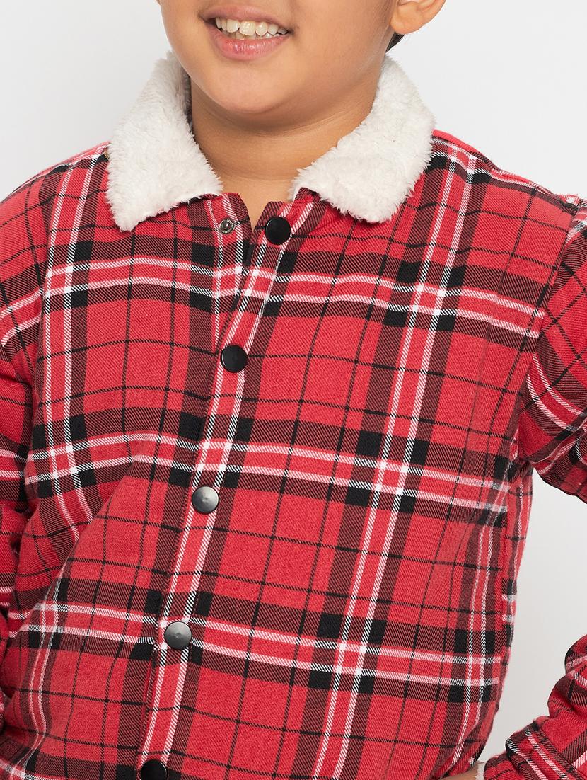 boys long sleeved checkered shacket - 21507407 - Standard Image - 6