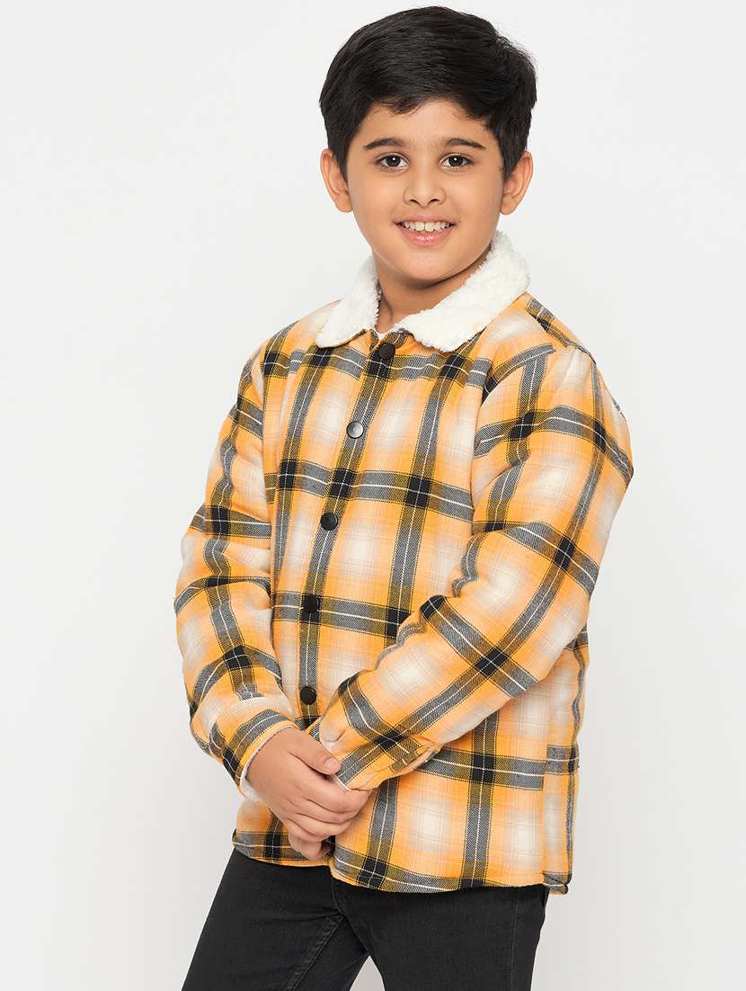 boys long sleeved checkered shacket - 21507408 - Standard Image - 1