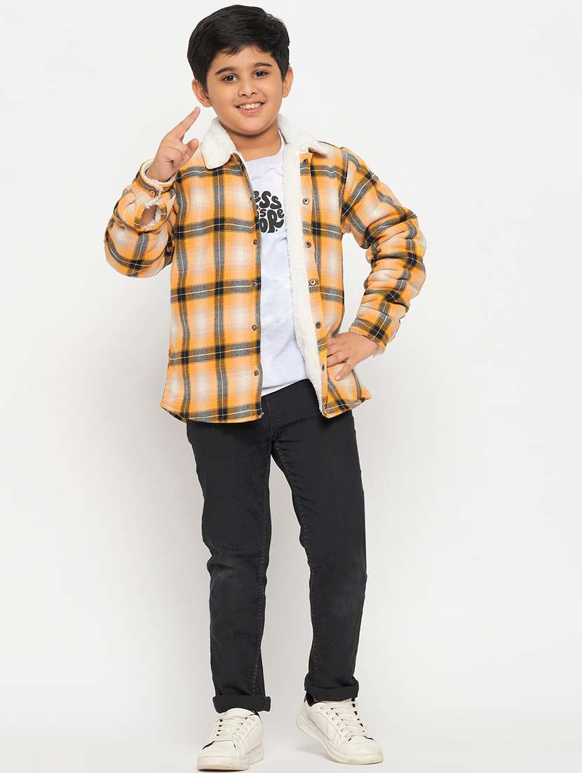 boys long sleeved checkered shacket - 21507408 - Standard Image - 4