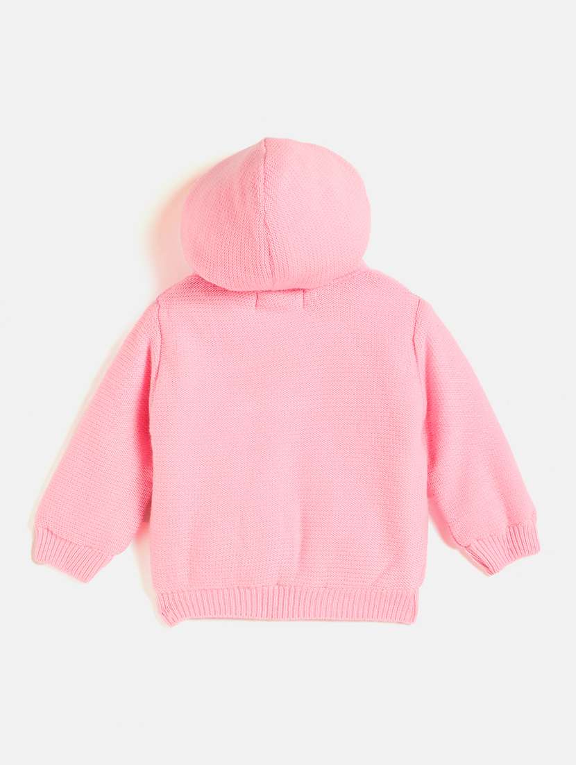 girls pink self design cotton sweater - 21507412 -  Standard Image - 1