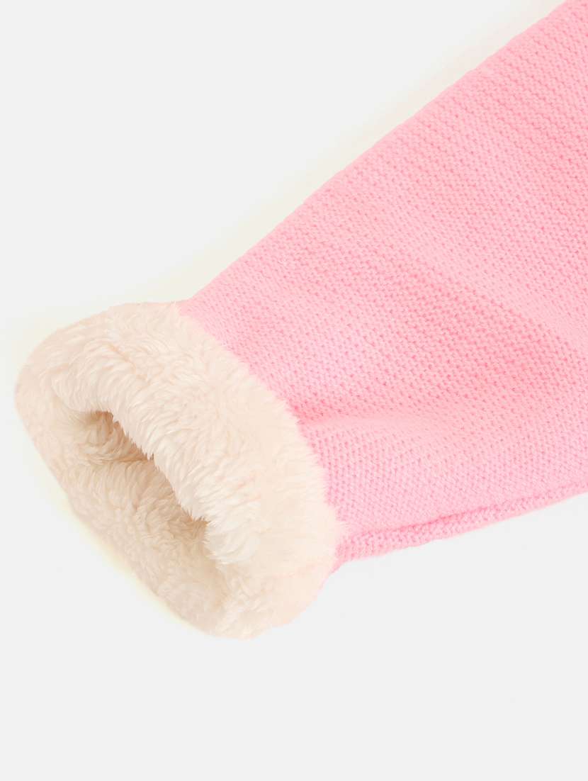 girls pink self design cotton sweater - 21507412 - Standard Image - 4