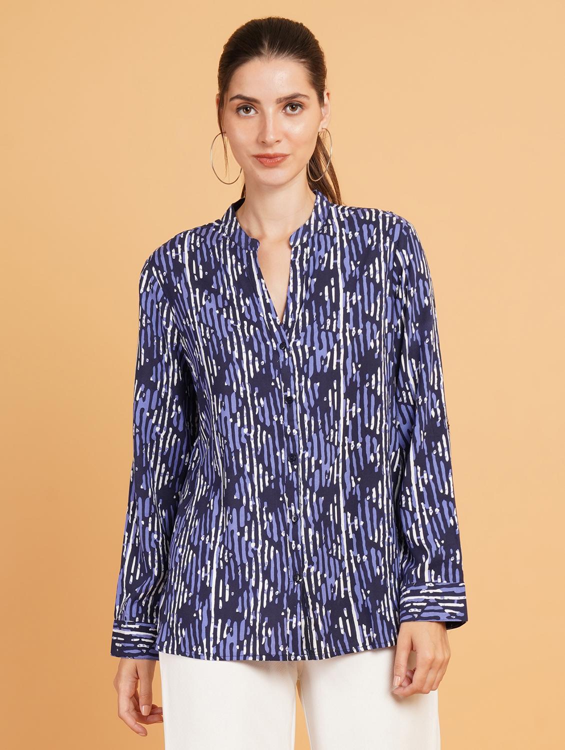 women blue cotton regular shirt - 21507499 - Zoom Image - 0