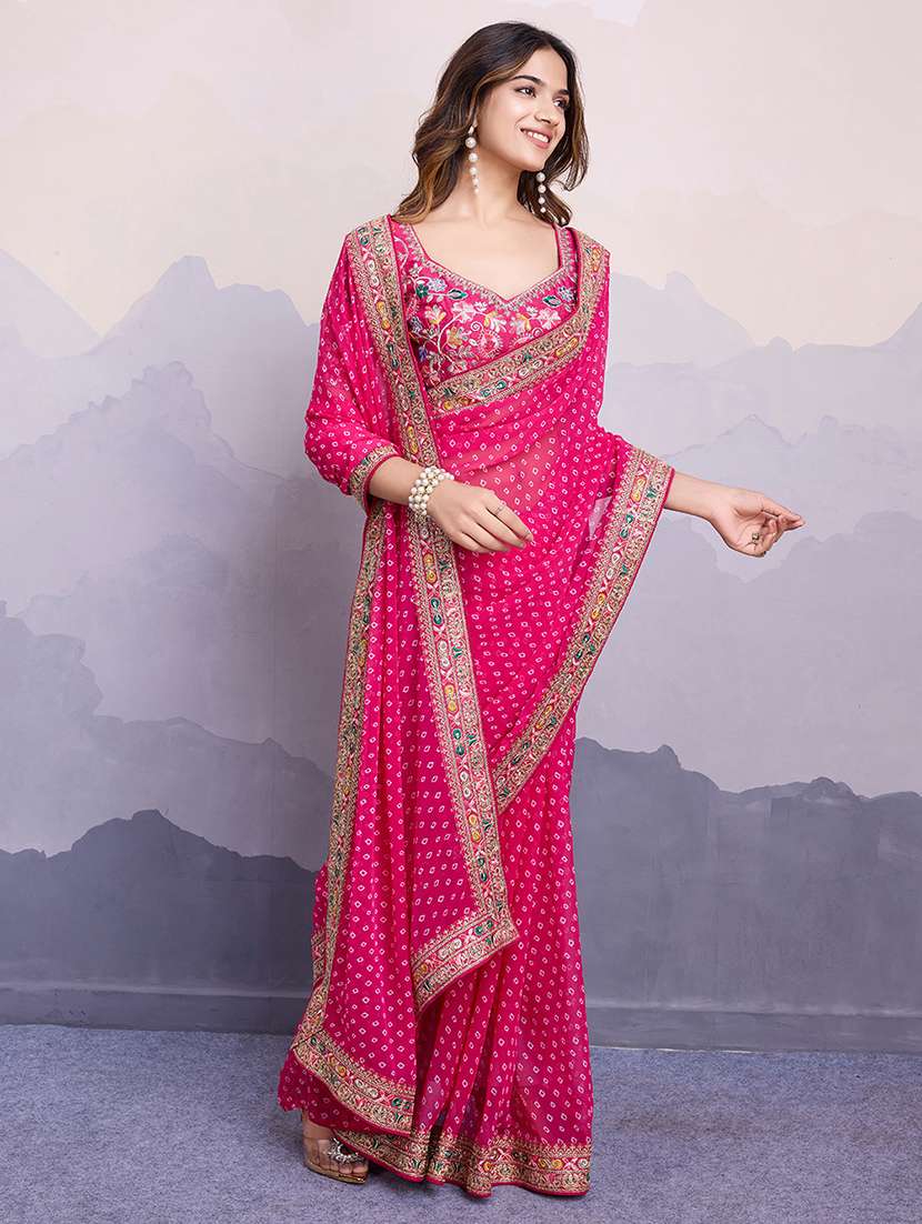 women bandhani printed saree - 21507503 -  Standard Image - 1