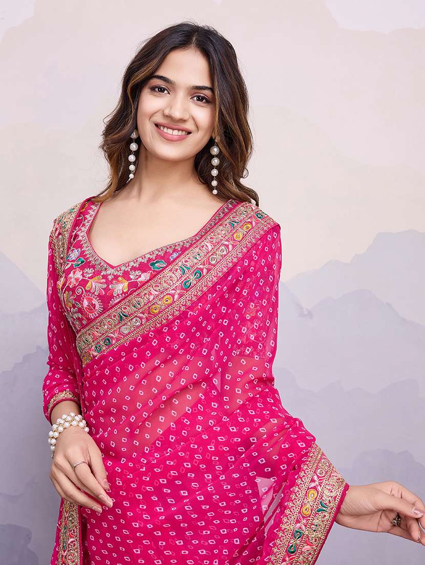 women bandhani printed saree - 21507503 - Standard Image - 4