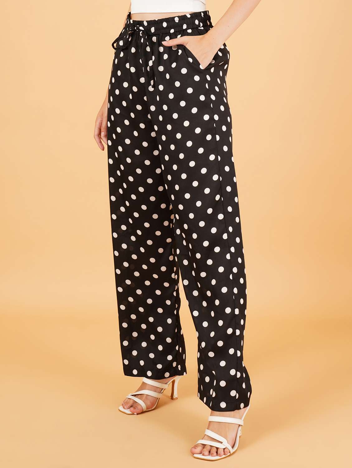 women ankle length polka dot printed palazzo - 21507614 -  Standard Image - 1