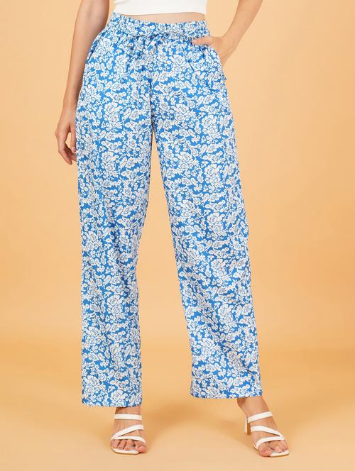 women blue viscose palazzo - 21507616 -  Standard Image - 0