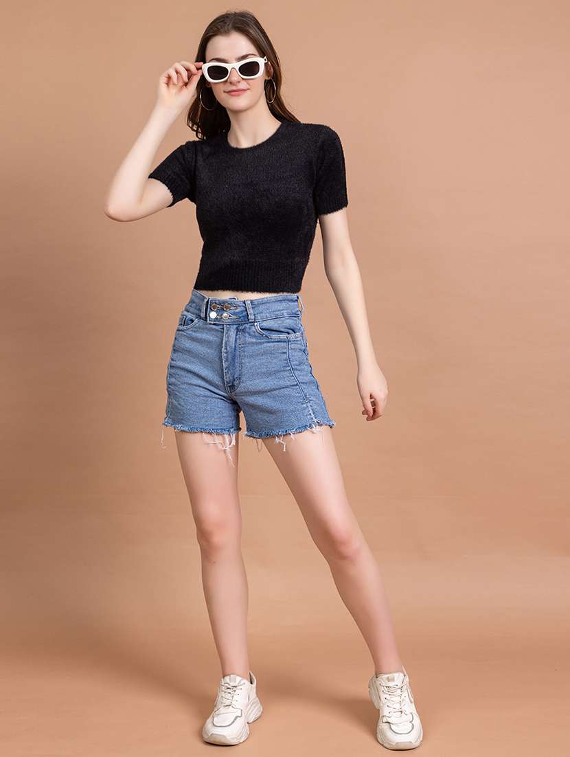women black wool crop top - 21507627 -  Standard Image - 4
