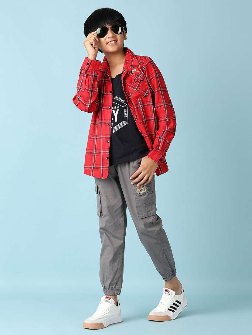 boys checkered long sleeve casual shirt - 21507671 -  Standard Image - 4