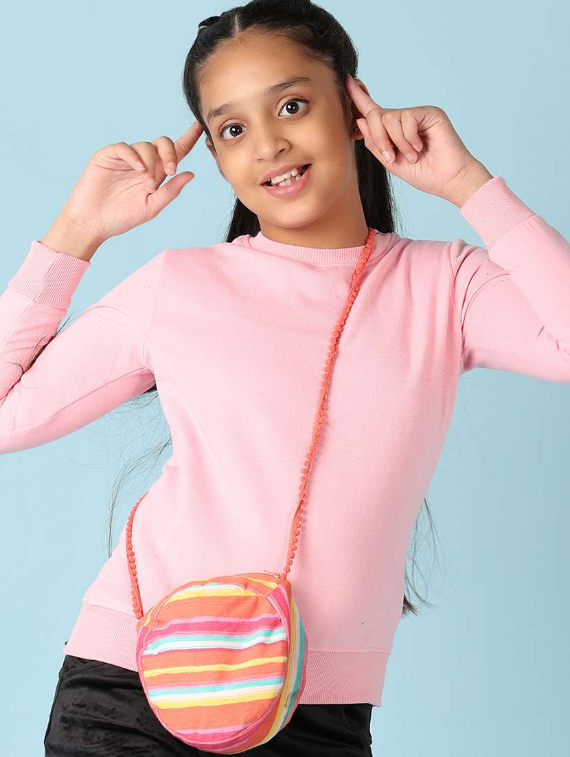 girls solid round neck sweatshirt - 21507672 -  Standard Image - 1