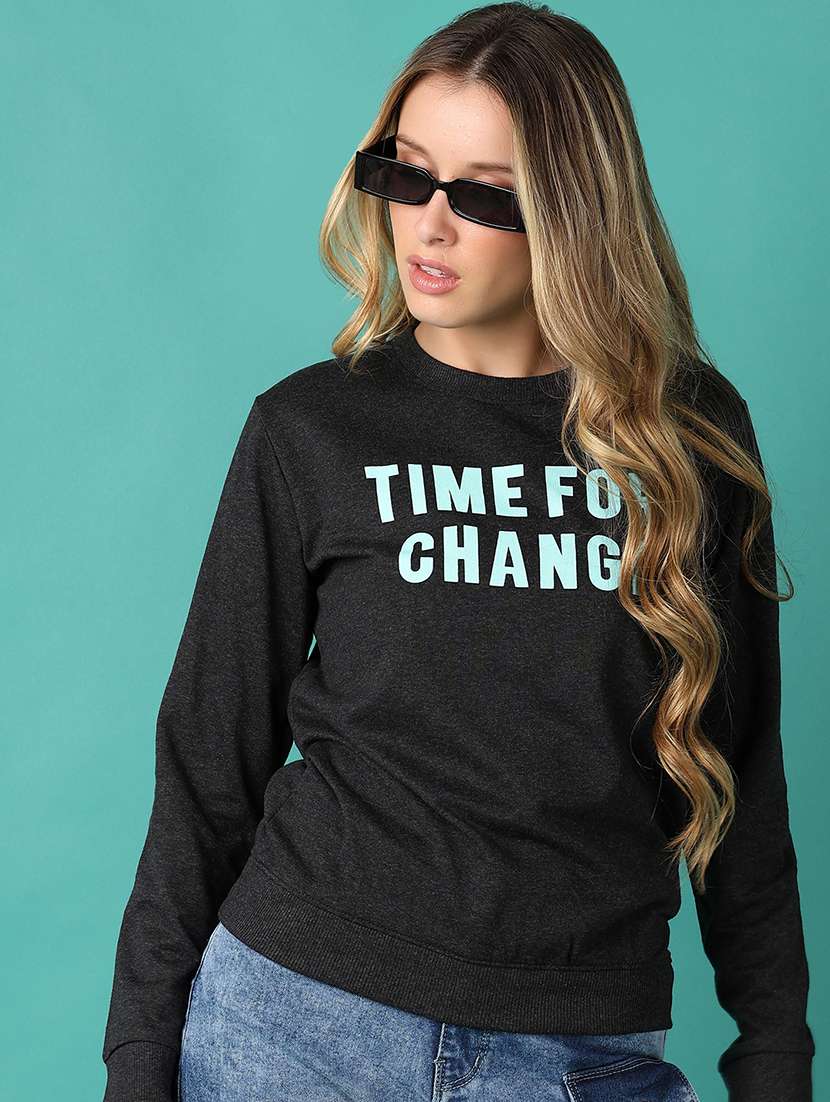 women chest print long sleeve sweatshirt - 21507703 - Standard Image - 1