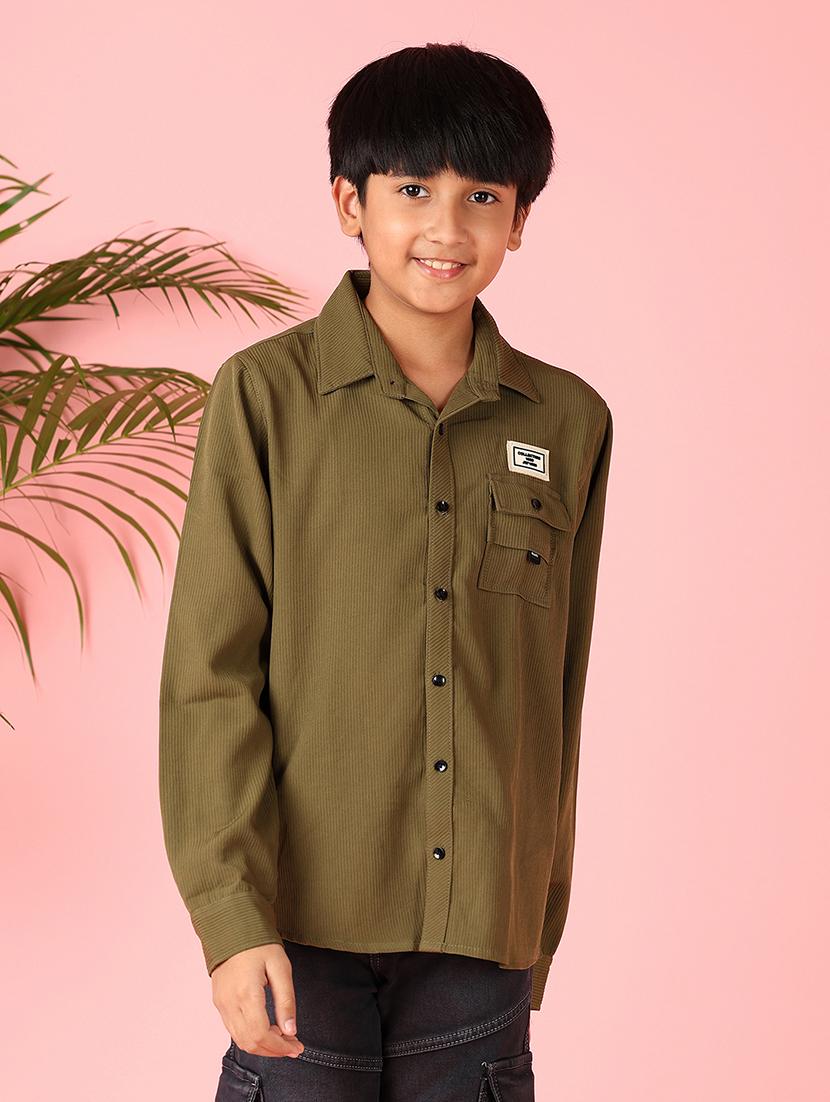 boys solid long sleeve casual shirt - 21507735 - Standard Image - 1