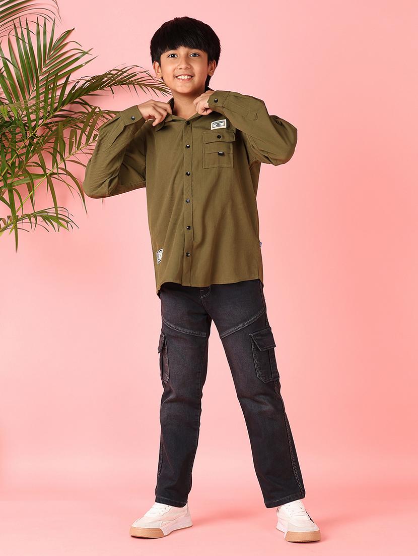 boys solid long sleeve casual shirt - 21507735 - Standard Image - 4