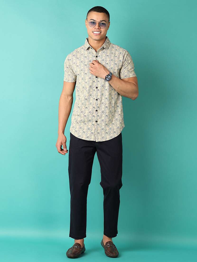 men mid-rise solid chinos casual trouser - 21507772 -  Standard Image - 4