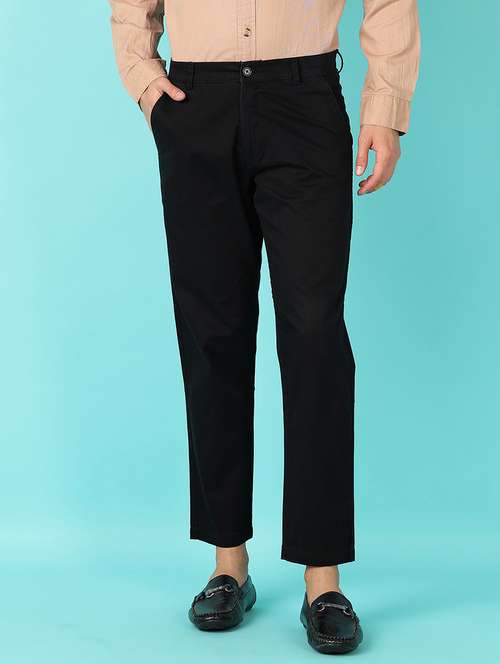 men solid regular fit chinos casual trouser - 21507773 - Standard Image - 0