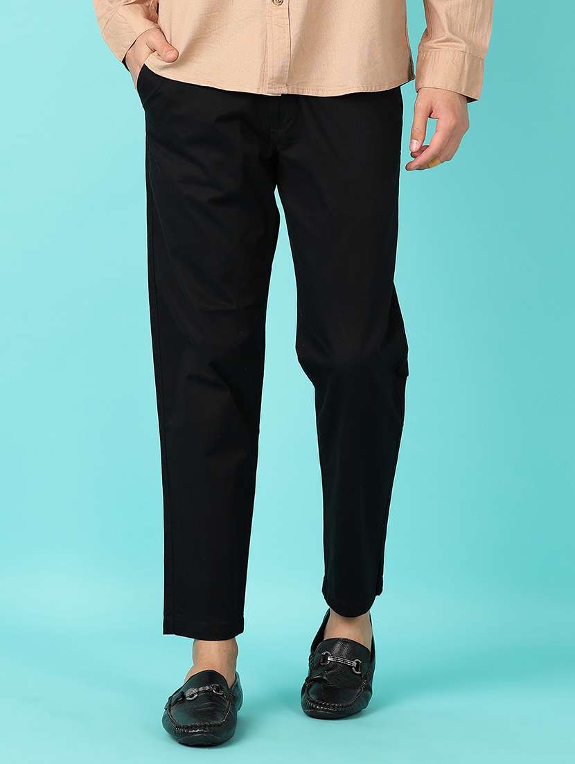 men solid regular fit chinos casual trouser - 21507773 - Standard Image - 1