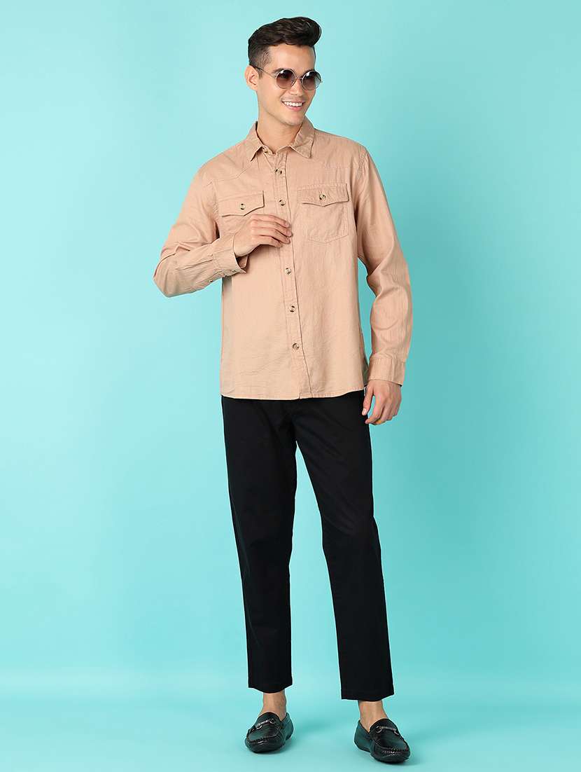 men solid regular fit chinos casual trouser - 21507773 - Standard Image - 4