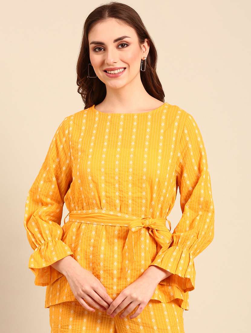 women yellow cotton regular top - 21507957 - Zoom Image - 0