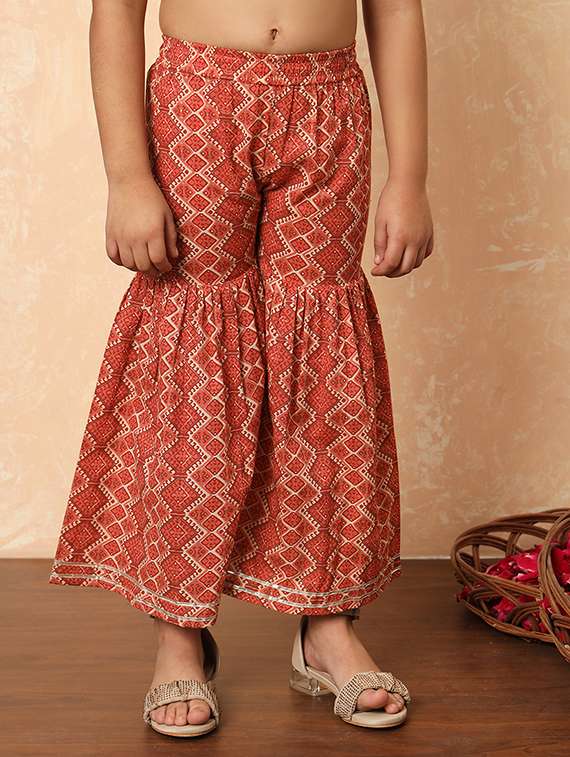 girls rust cotton kurta sharara set  - 21507981 -  Standard Image - 4