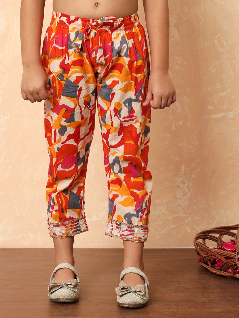 girls orange cotton kurta pant set  - 21507982 -  Standard Image - 4