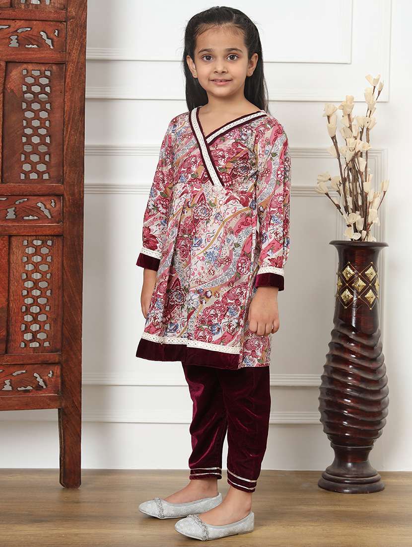 girls multi coloured cotton kurta pant set - 21507988 -  Standard Image - 1