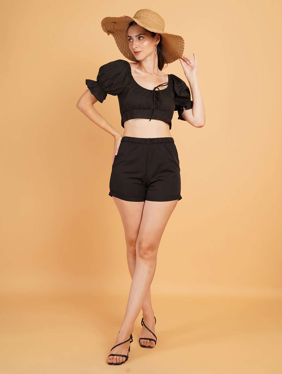 women black viscose regular shorts - 21508257 - Standard Image - 4