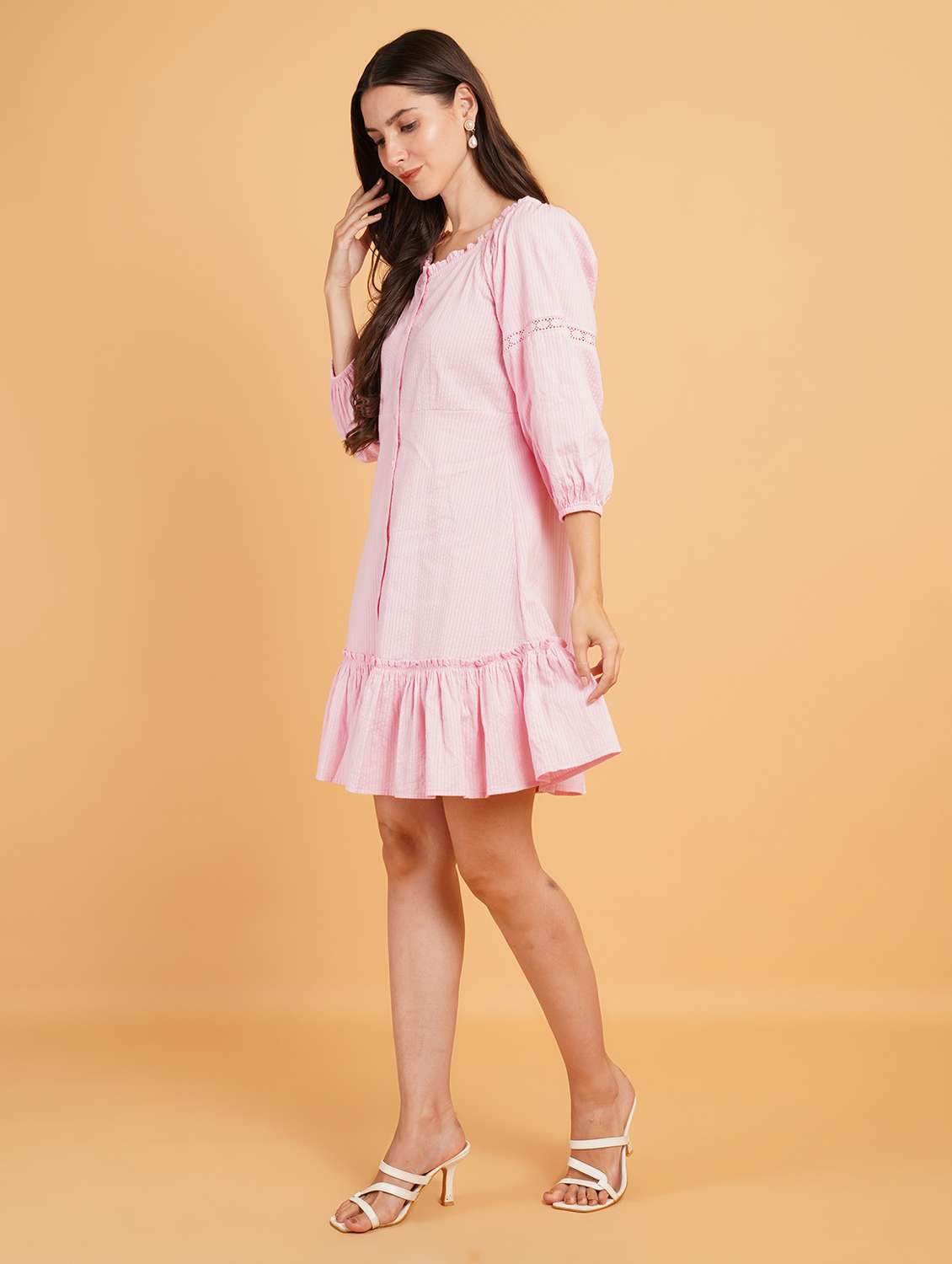 women pink cotton a-line dress - 21508271 -  Standard Image - 1