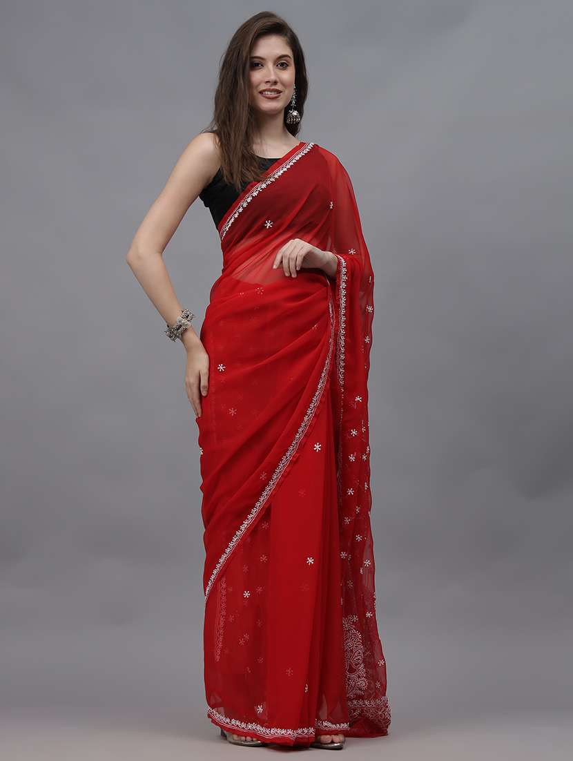 women chikankari work saree with blouse - 21508298 -  Standard Image - 1